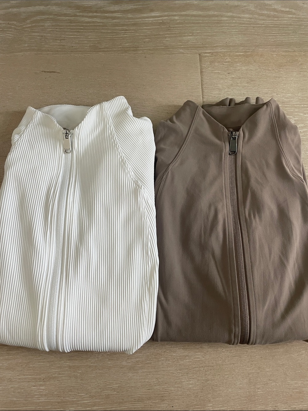 Women’s Zip-Front Jacket - White and Taupe